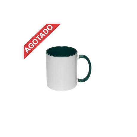 TAZA BLANCA INTERIOR Y ASA VERDE 11OZ