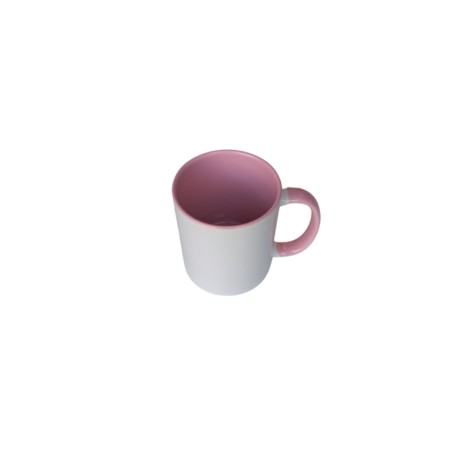 TAZA BLANCA INTERIOR Y ASA ROSA 11 OZ
