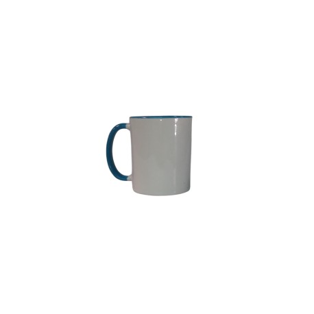 TAZA BLANCA FILO Y ASA AZUL CLARO 11 OZ