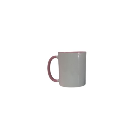 TAZA BLANCA FILO Y ASA ROSA 11 OZ