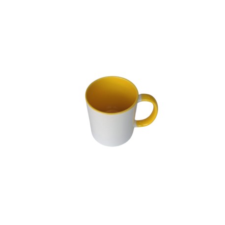 TAZA BLANCA INTERIOR Y ASA AMARILLA 11 OZ