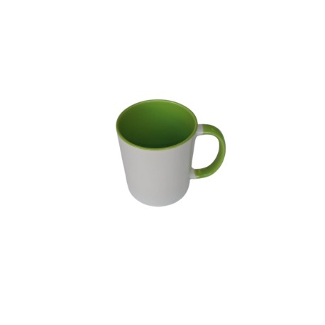 TAZA BLANCA INTERIOR Y ASA VERDE CLARO 11 OZ