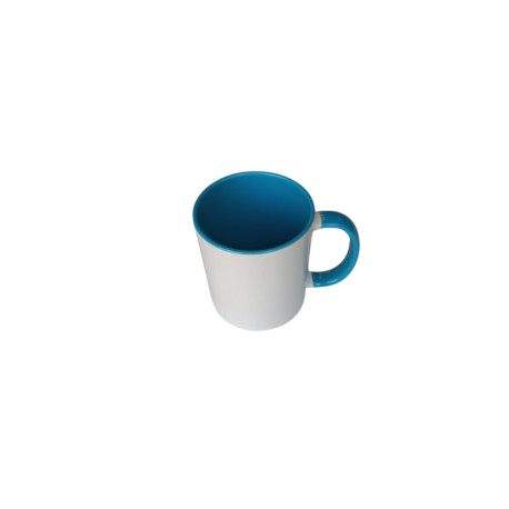 TAZA BLANCA INTERIOR Y ASA AZUL CLARO 11 OZ