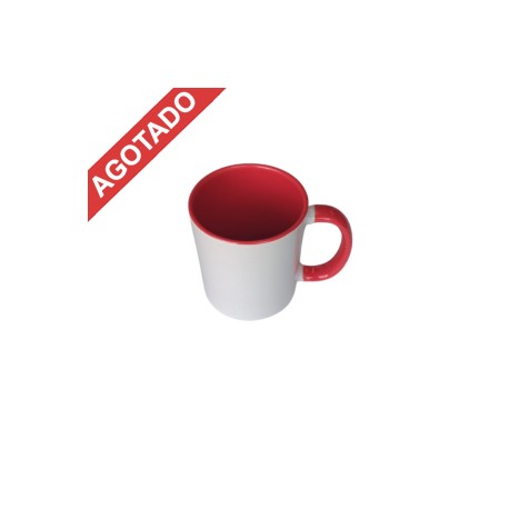 TAZA BLANCA INTERIOR Y ASA ROJA 11 OZ